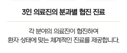 3인 의료진의 분과별 협진 진료